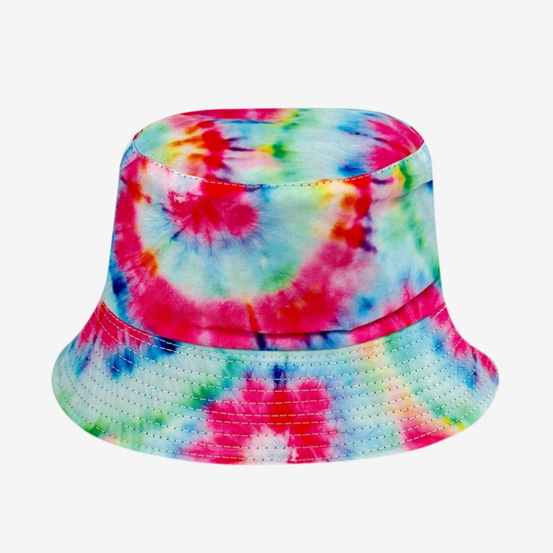 Hot Selling Custom Unisex Multi Color Tie Dye Reversible Cotton Bucket Hat