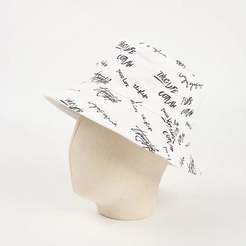 Fashion Designer Reversible Custom Logo All Over Printed and Embroidered Cotton Fisherman Bucket Hat, Bucket Hat Custom