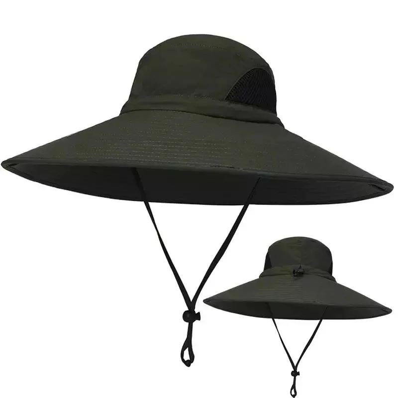 Sun Protection Wide Brim Bucket Hat Waterproof Breathable Packable Boonie Hat for Fishing