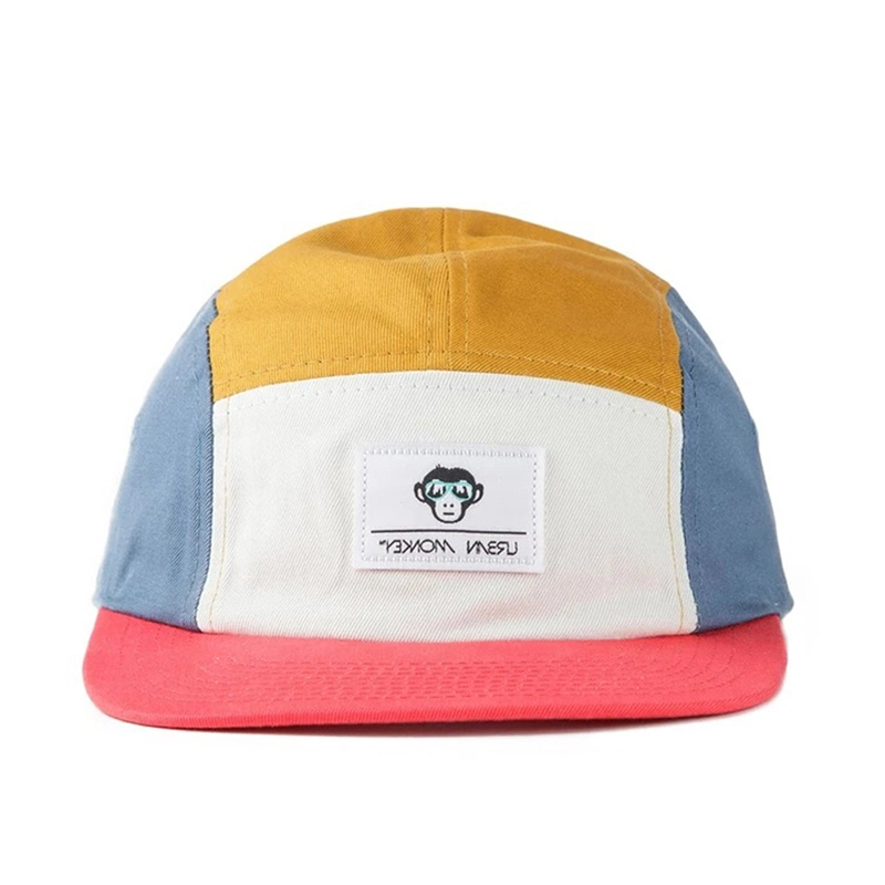 Wholesale Custom Woven Label Cotton Multi-Color Running 5 Panel Camp Cap Hat