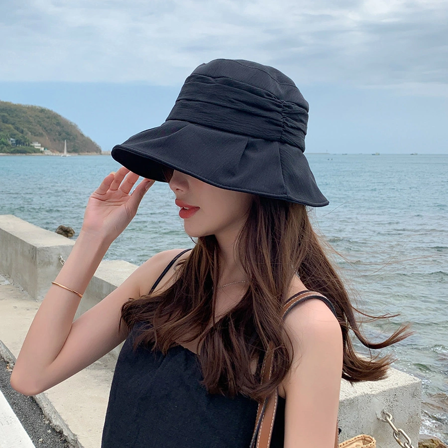 Wholesale Designer Fashion Leisure Cap Brim Sunhat White Black Lady&prime;s Bucket Hat