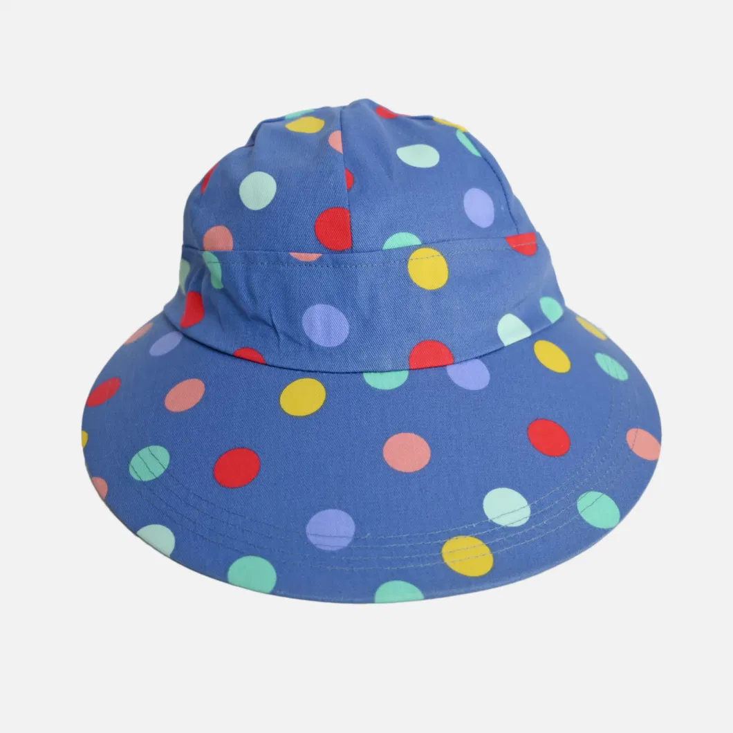 Super Brim Women Cotton Bucket Hat with Sublimation Printing Colourful Fashion Hat Casual Plain Sun Protective Cap for Beach