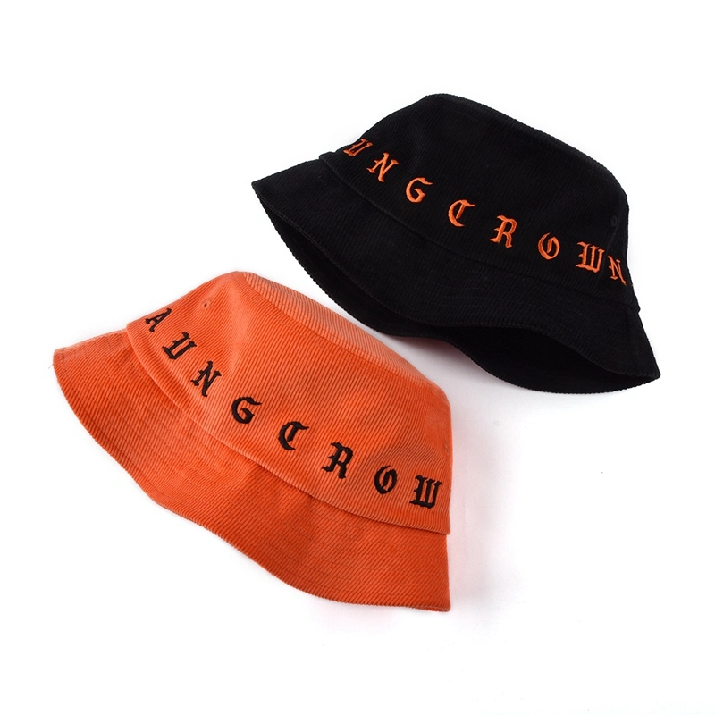 Wholesale Custom Embroidery Logo Fishing Cap Corduroy Bucket Hats