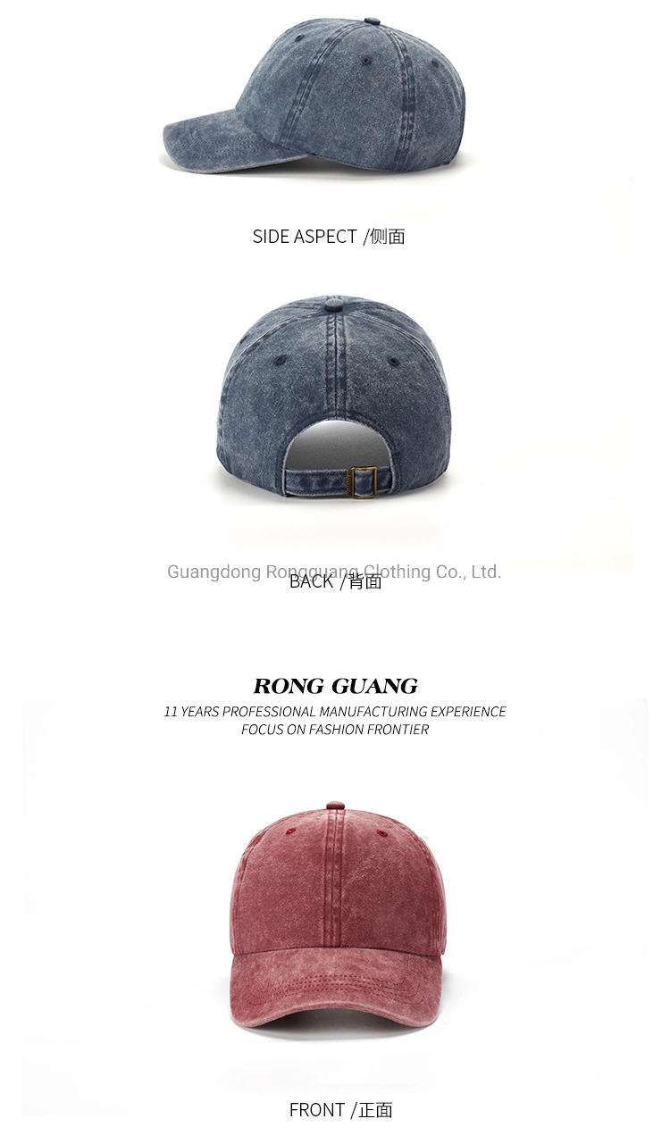 Colorful Wholesale Custom Cotton Fashion 6 Panel Cotton Washed Blank Sports Hats Baseball Hats Sun Hats