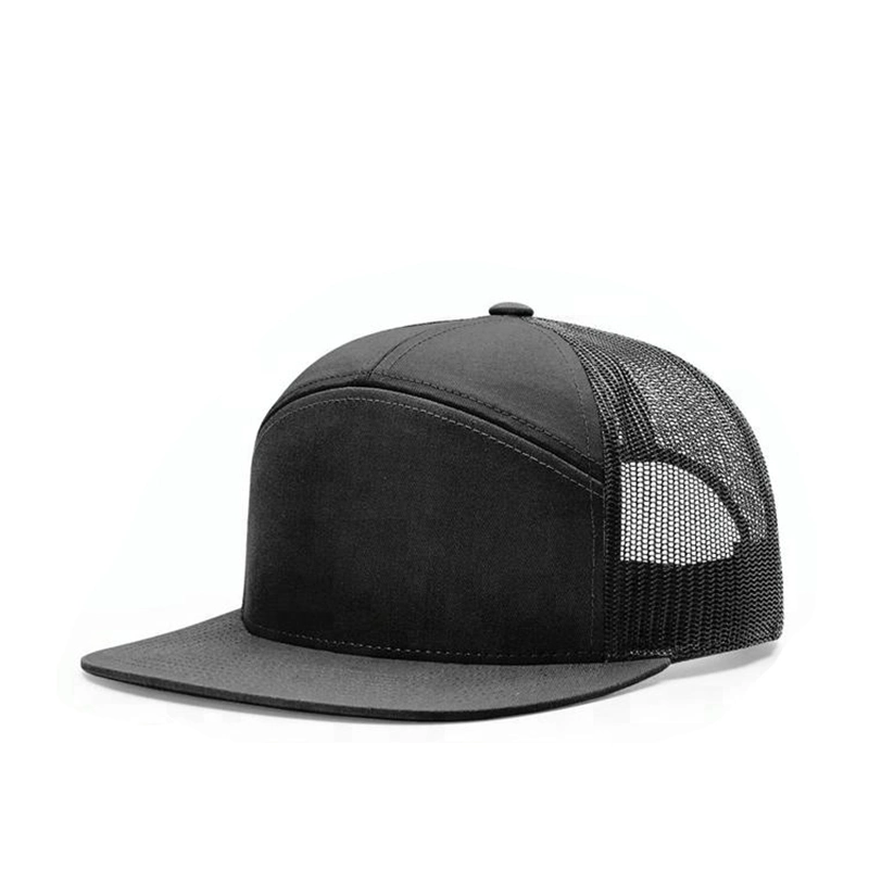 Custom Logo 7 Panels Flat Brim Blank Snapback Trucker Caps Solid Plain Cotton Twill Mesh Men Sport Cappello Baseball Caps Hat