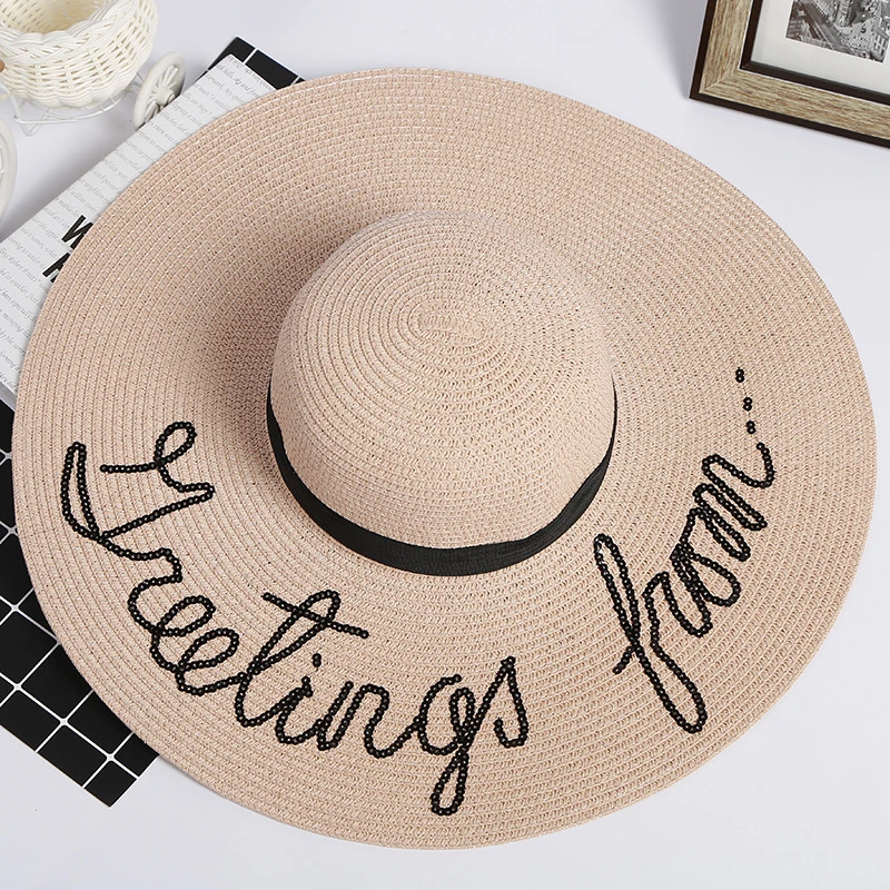 Wide Brim Women Wholesale Custom Summer Beach Sun Floppy Paper Straw Hat