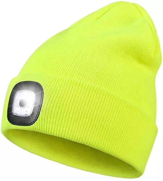 LED Beanie Torch Hat with Light Men/Women Hat Winter Warm Headlamp Cap with 3 Brightness Levels 4 Bright LED for Camping Fishing