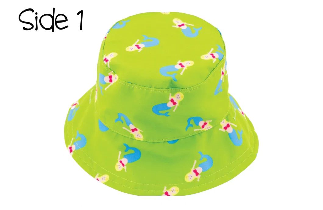 Kids 100% Polyester Outdoor Printed Lovely Baby Sun Protection Children Bucket Reversible Hat