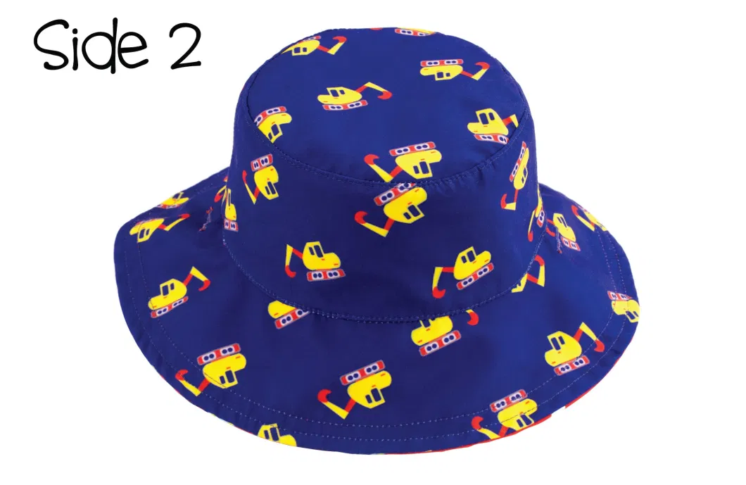 Kids 100% Polyester Outdoor Printed Lovely Baby Sun Protection Children Bucket Reversible Hat