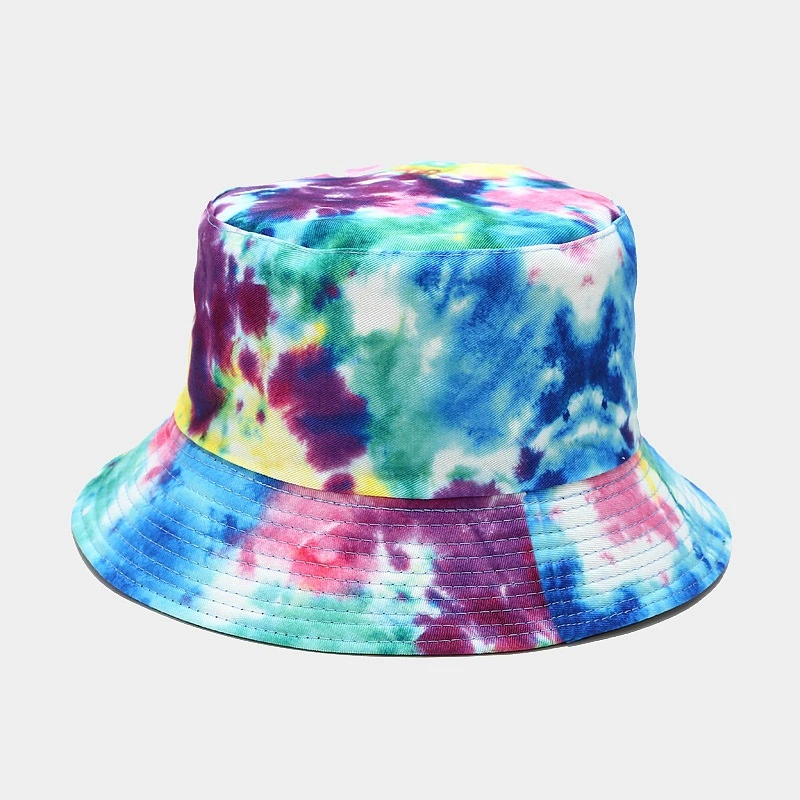 New 3D Colorful Printed Fisherman Hat Tie-Dyed Double Sided Basin Bucket Hat for Men and Women Outdoor Sun Protection