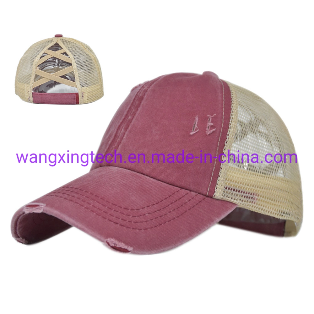 Wholesale Elastic Ponytail Hole Baseball Cap Braided Girl Hat Sunshade Snapback Soft Retro Cap