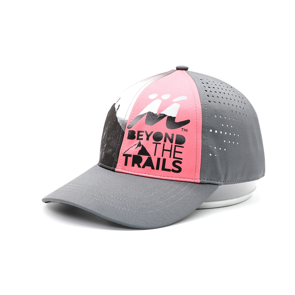 Custom Men 6 Panel Digital Printing Embroidery Logo Snapback Golf Hat Perforated Laser Cutting Holed Drilled Waterproof Dry Fit Sport Baseball Cap