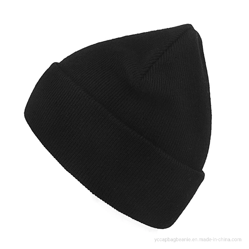 Wholesale Custom Recycle Acrylic Wool Plain Warm Winter Football Knit Hat Beanie