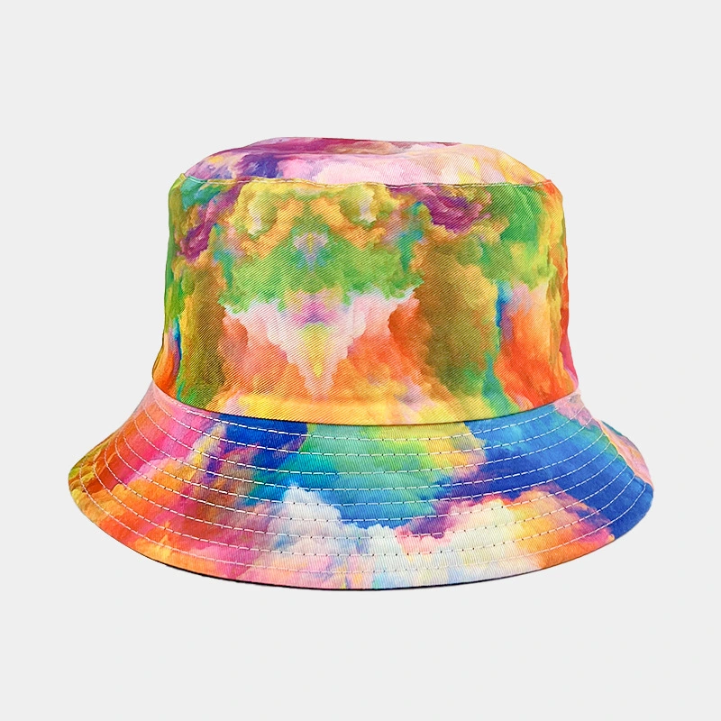 Hot Selling Custom Unisex Multi Color Tie Dye Reversible Cotton Bucket Hat