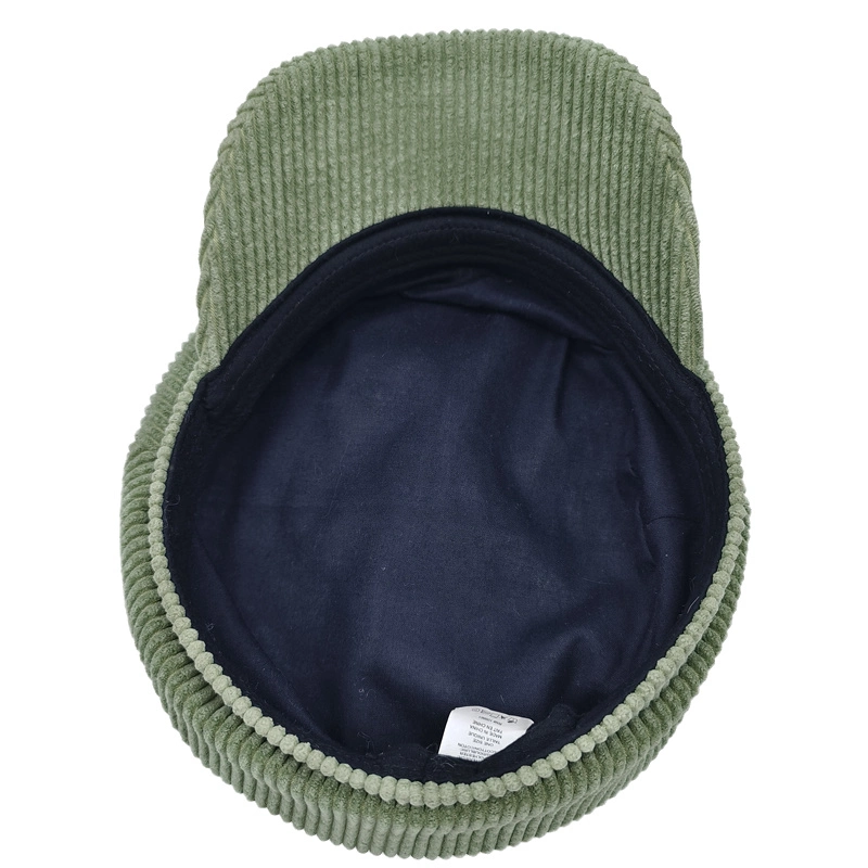 Fashion Corduroy Green Newsboy Cap Hat Flat Top Womens