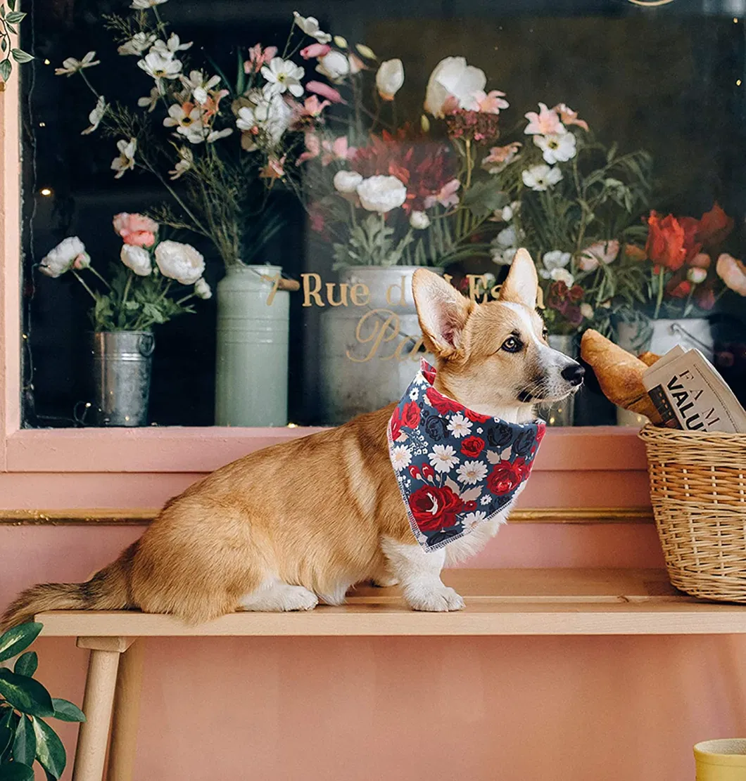 Wholesale Breathable Washable Soft Cotton Dog Bandanas Dog for Small Medium Large Dogs Pets