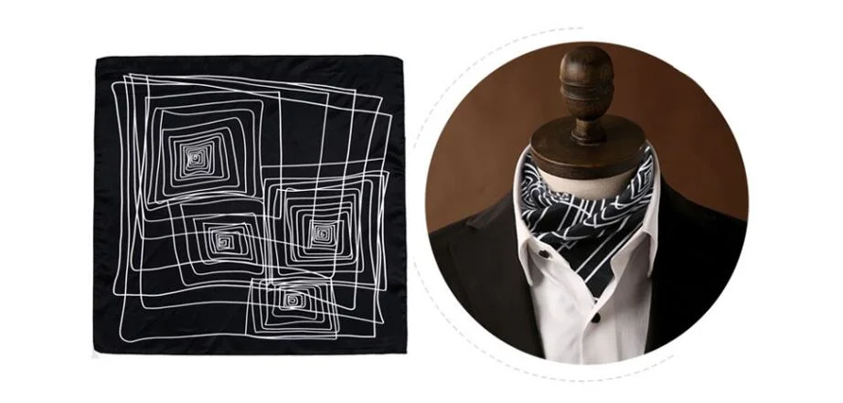 Digital Printing Square Silk Handkerchief for Men