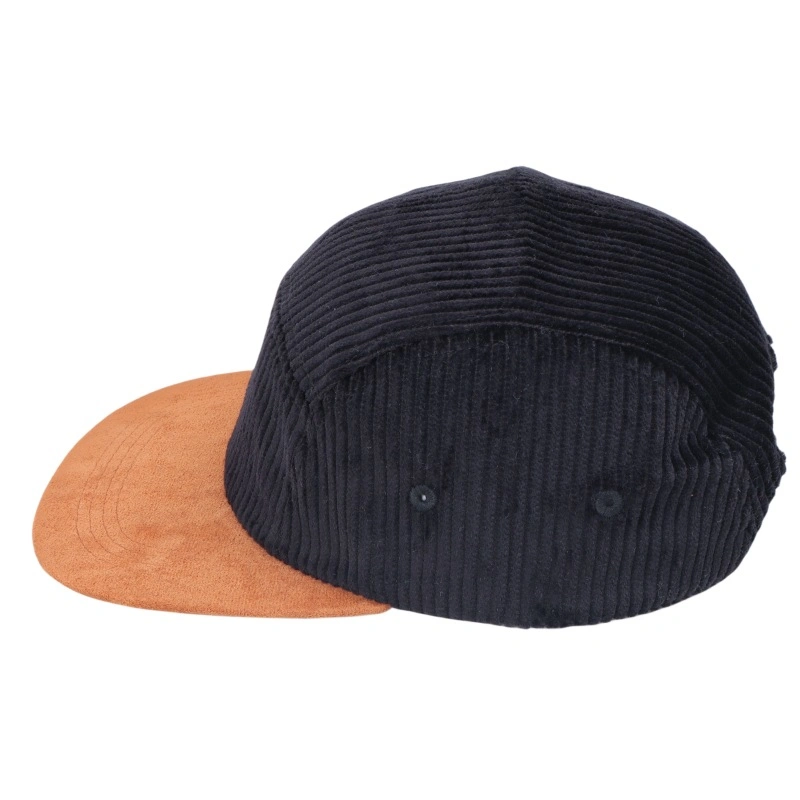 Custom Autumn Winter Corduroy Suede Fabric 5 Panel Caps Unisex Fashion Contrast Hat