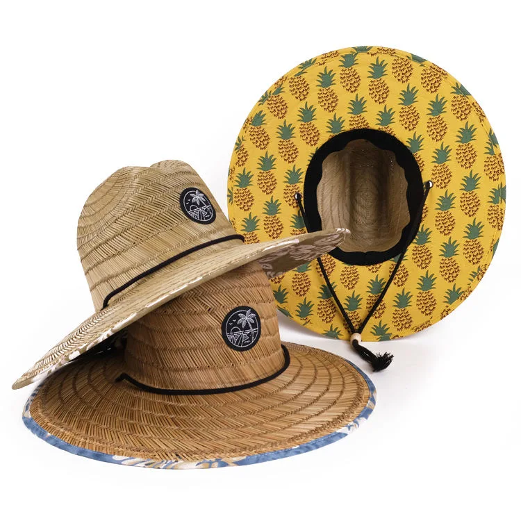 Wide Brim Lifeguard Toddler Natural Summer Custom Kids Straw Beach Hats