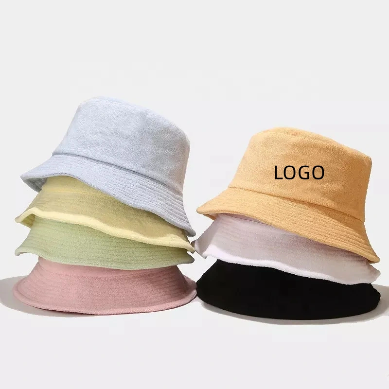 High Quality Customized Plain Cotton Blank Terry Cloth Towel Bucket Hat