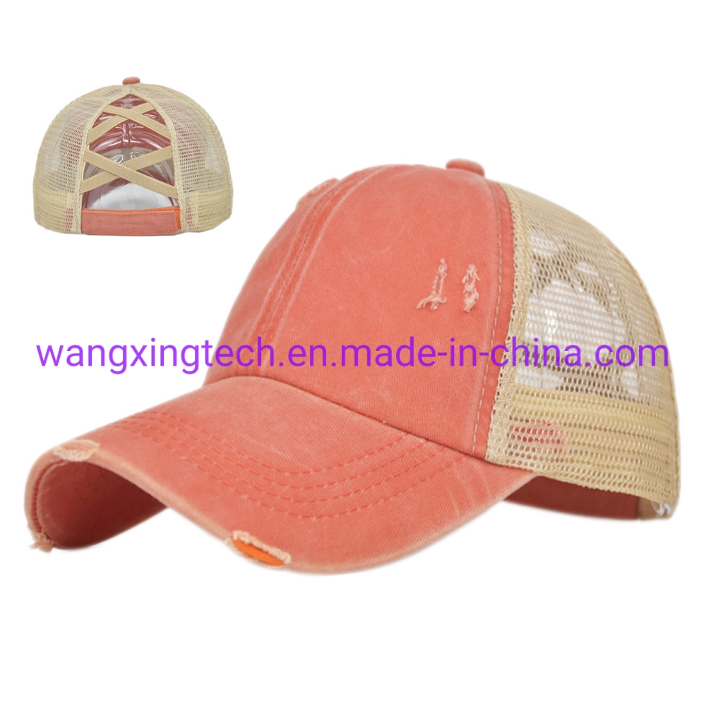 Wholesale Elastic Ponytail Hole Baseball Cap Braided Girl Hat Sunshade Snapback Soft Retro Cap