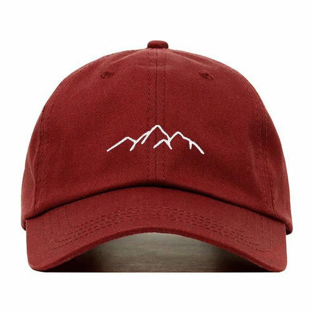 100% Soft Cotton Baseball Hat Adjustable Embroidered Dad Hat Unstructured with Mountain Logo