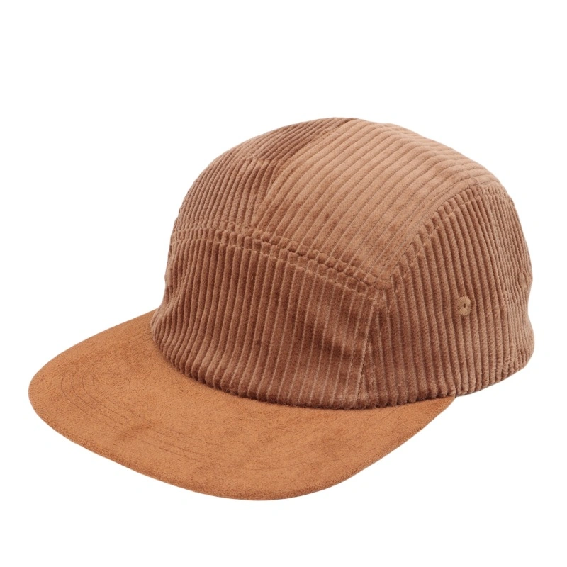 Custom Autumn Winter Corduroy Suede Fabric 5 Panel Caps Unisex Fashion Contrast Hat