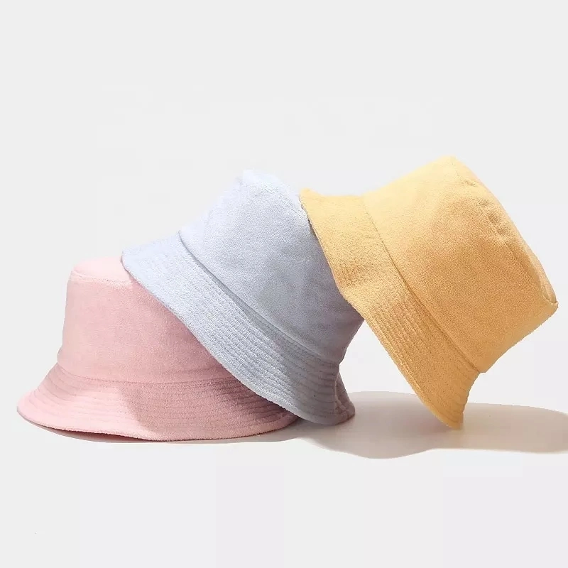 High Quality Customized Plain Cotton Blank Terry Cloth Towel Bucket Hat