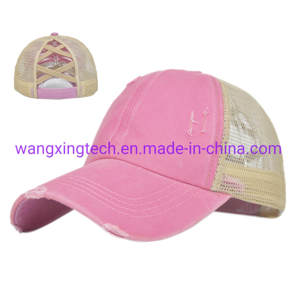 Wholesale Elastic Ponytail Hole Baseball Cap Braided Girl Hat Sunshade Snapback Soft Retro Cap