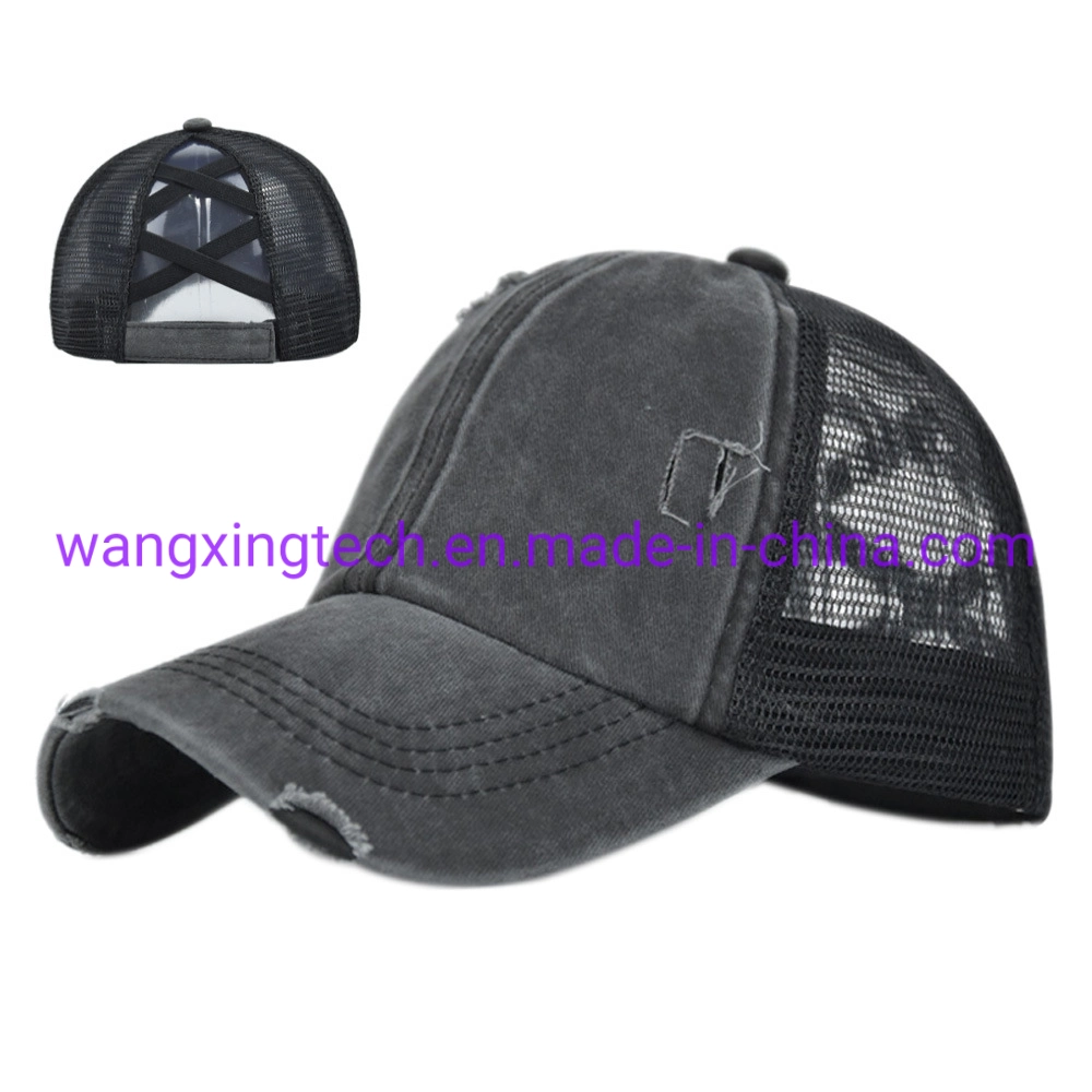 Wholesale Elastic Ponytail Hole Baseball Cap Braided Girl Hat Sunshade Snapback Soft Retro Cap