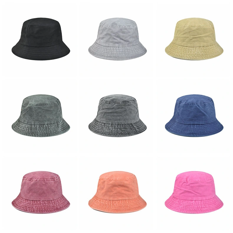 Sun Hat Men and Women&prime;s Casual Fashion Embroidered Cap Washed Cowboy Fisherman&prime;s Hat Bucket Hat