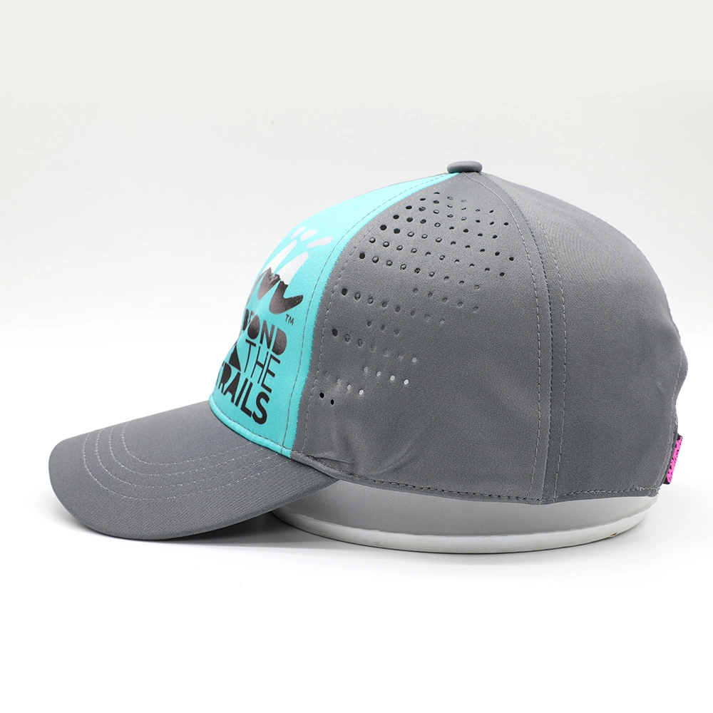 Custom Men 6 Panel Digital Printing Embroidery Logo Snapback Golf Hat Perforated Laser Cutting Holed Drilled Waterproof Dry Fit Sport Baseball Cap