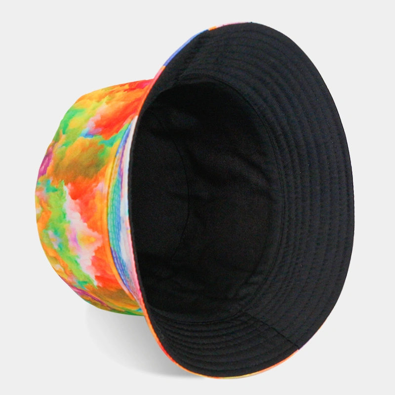 Wholesale Sublimation Printing Customized Logo Cotton and Polyester Reversible Bucket Hat