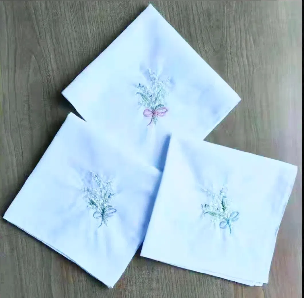 100% Cotton Handkerchiefs with Embroidery