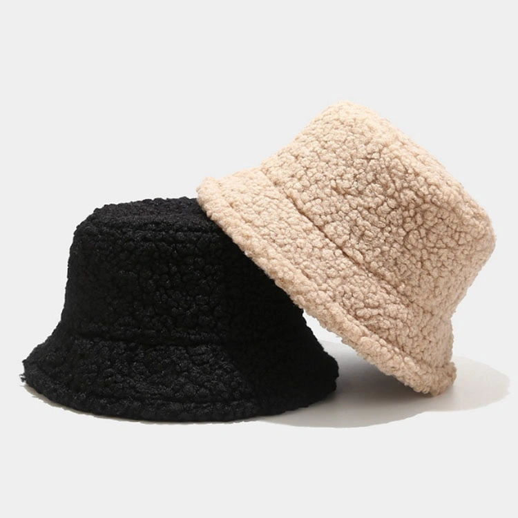 Wholesale Furry Man Sherpa Bonnet Cashmere Plush Pink Designer Fuzzy Warm Fur Bucket Hat