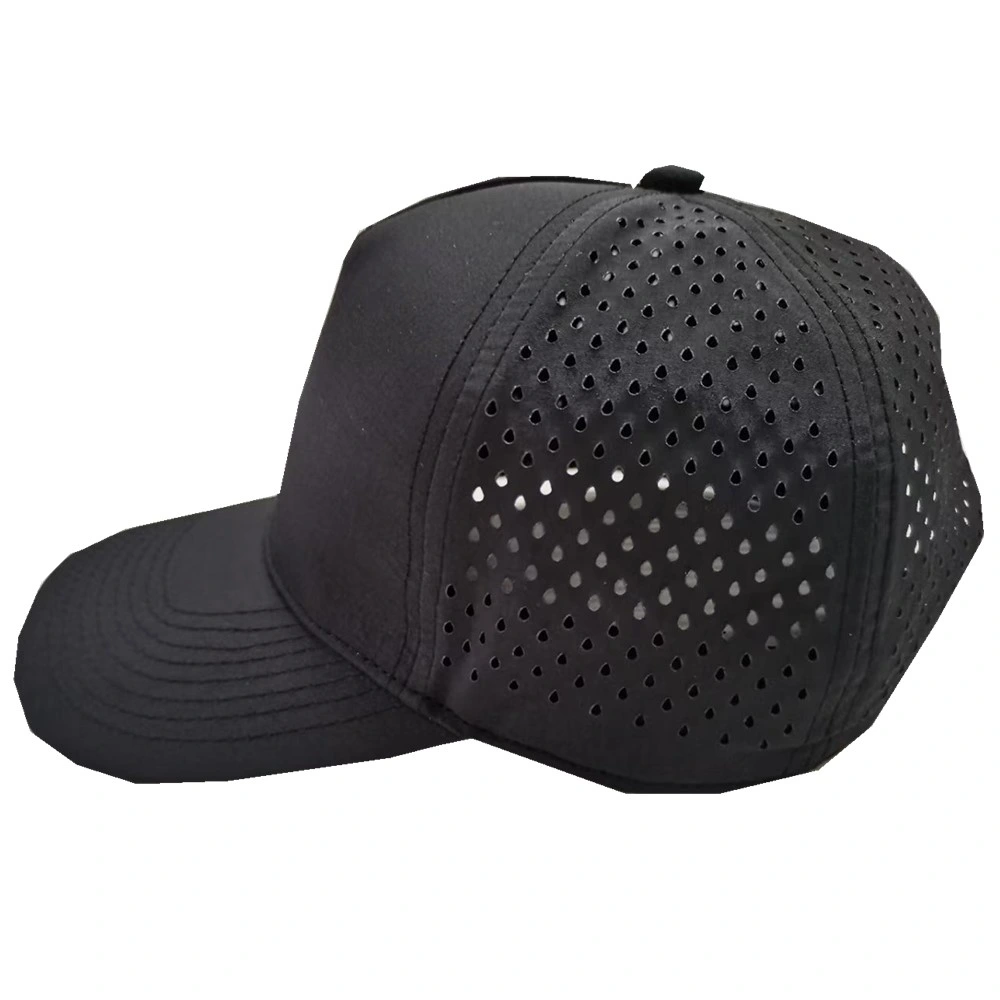 China Factory OEM Custom Color Plain 5 Panels Quick Dry Mesh Trucker Hat Black Dry Fit Baseball Cap