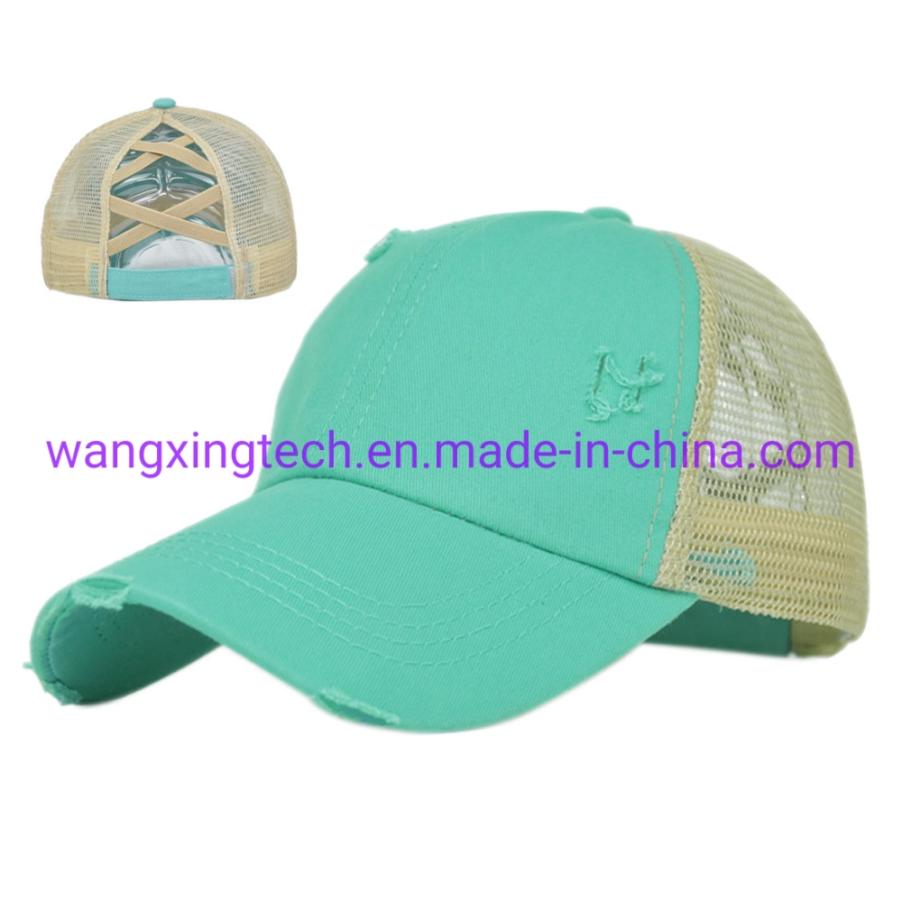 Wholesale Elastic Ponytail Hole Baseball Cap Braided Girl Hat Sunshade Snapback Soft Retro Cap