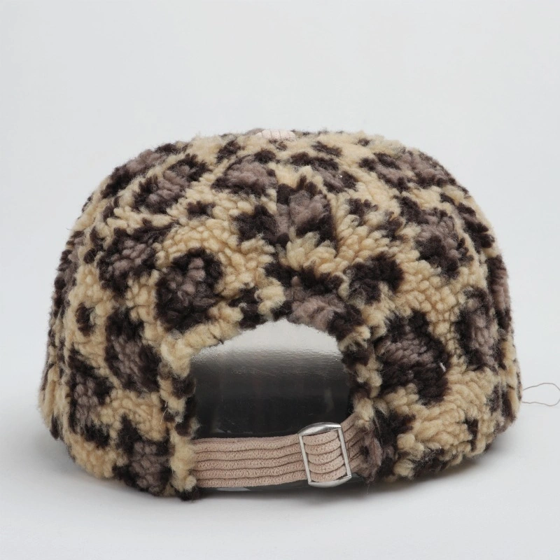 Autumn and Winter Vintage Color Matching Lamb Fur Leopard Baseball Cap Men&prime;s and Women&prime;s Casual Warm Corduroy Duck Cap Baseball Hat