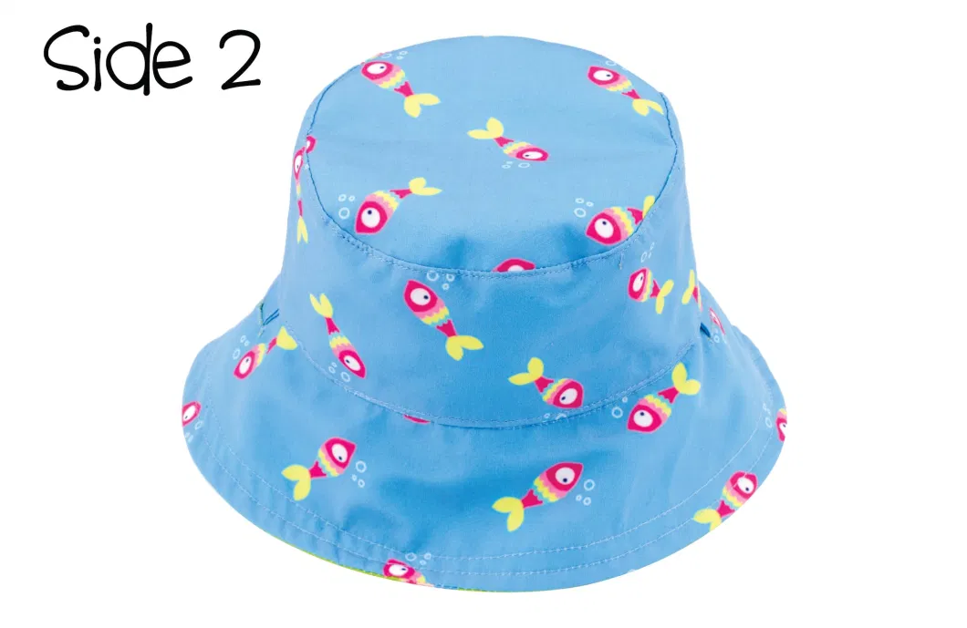 Kids 100% Polyester Outdoor Printed Lovely Baby Sun Protection Children Bucket Reversible Hat