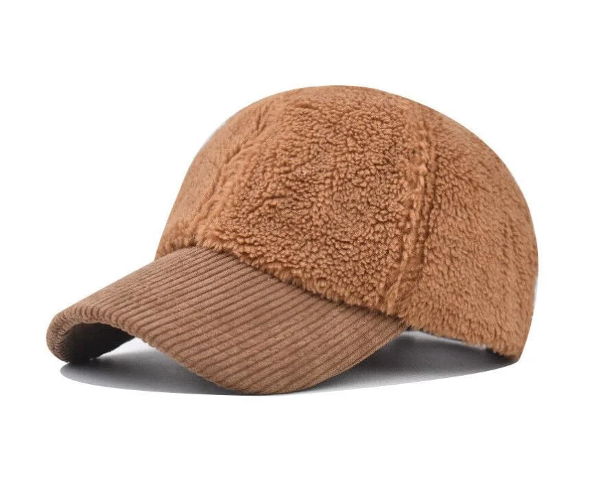 Wholesale Baseball Caps Strapback Adjustable Winter Keep Warm Corduroy Unisex Custom Hat