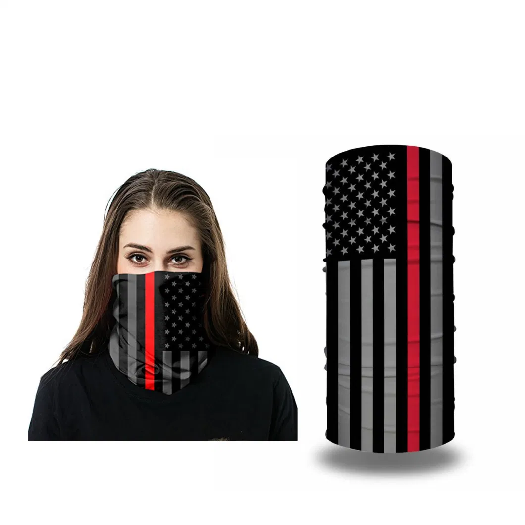 Scarf Mask Neck Gaiter Thin Red Line Us American Country Flag Bandana for Firefighter Face Men Unisex Seamless Dust Outdoors Sports Festivals