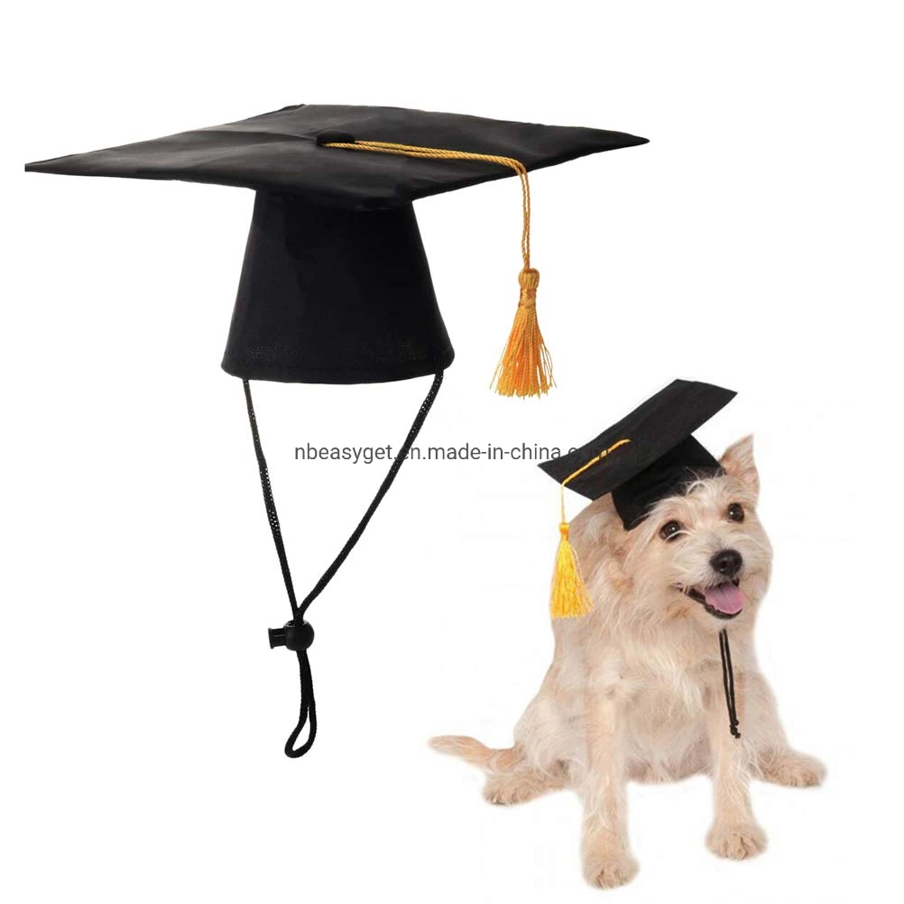 Graduation Hat Pet Accessories Black Graduation Hat with Adjustable Rope Design Pet Costume Hat Esg12444