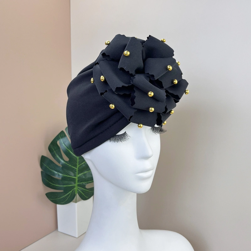 Flower Decor Head Wrap Hat Turban Cap