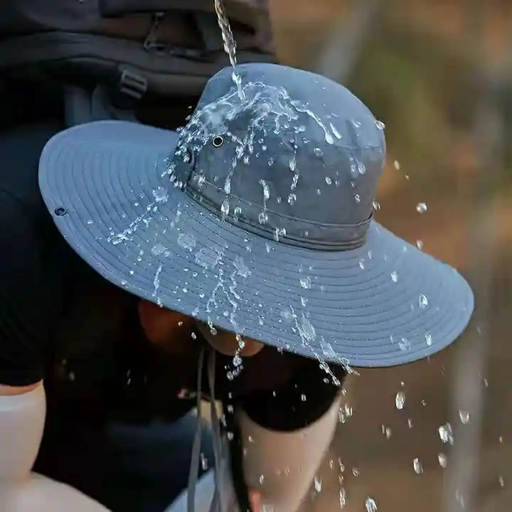 Custom Men Outdoor Sports UV Shade Waterproof Solid Color Bucket Fisherman Hat Casual Fishing Sun Hat