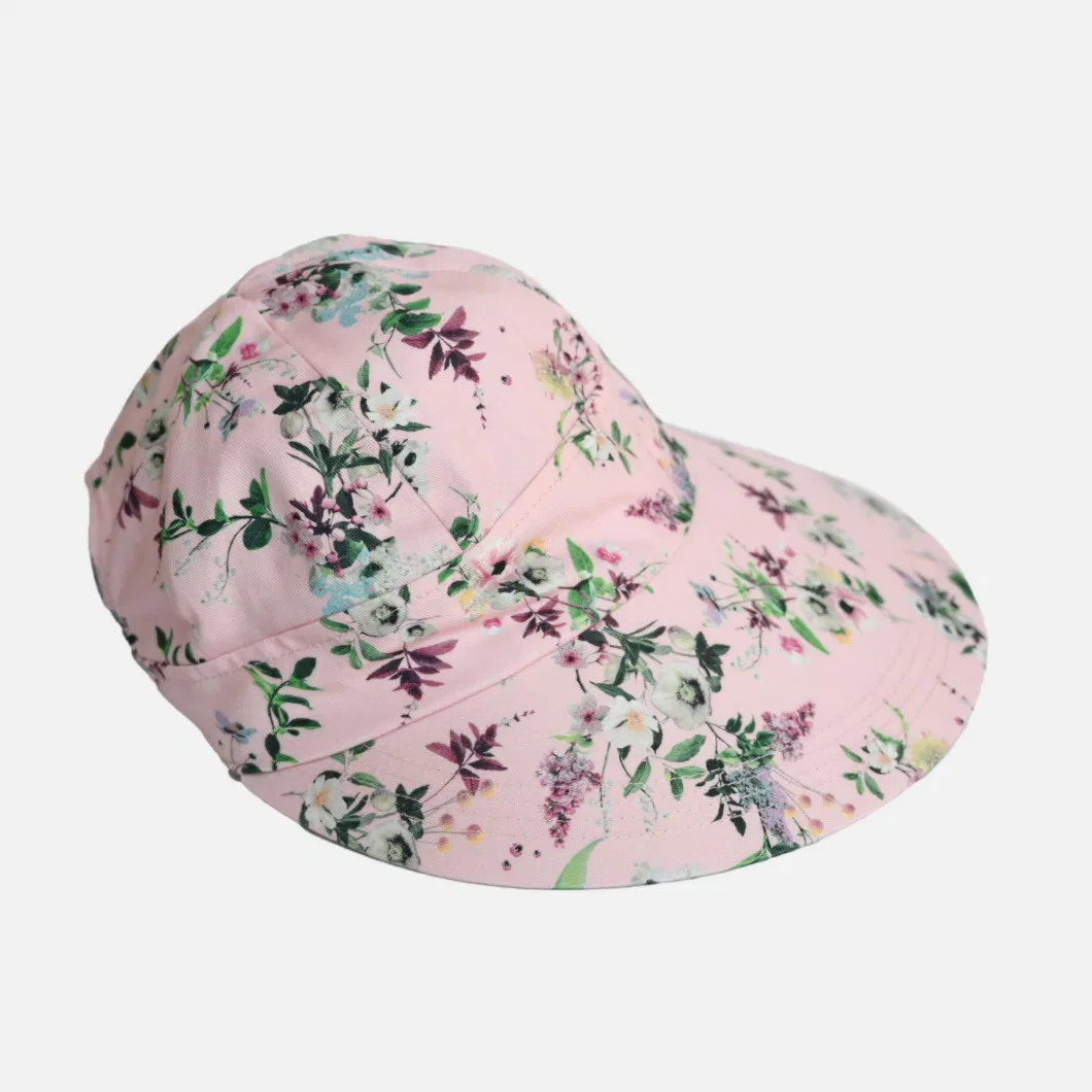 Super Brim Women Cotton Bucket Hat with Sublimation Printing Colourful Fashion Hat Casual Plain Sun Protective Cap for Beach