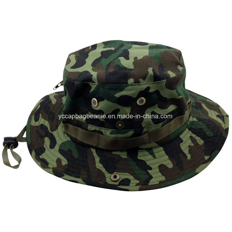 100% Cotton Wide Brim Plain Camo Jungle Bucket Hat