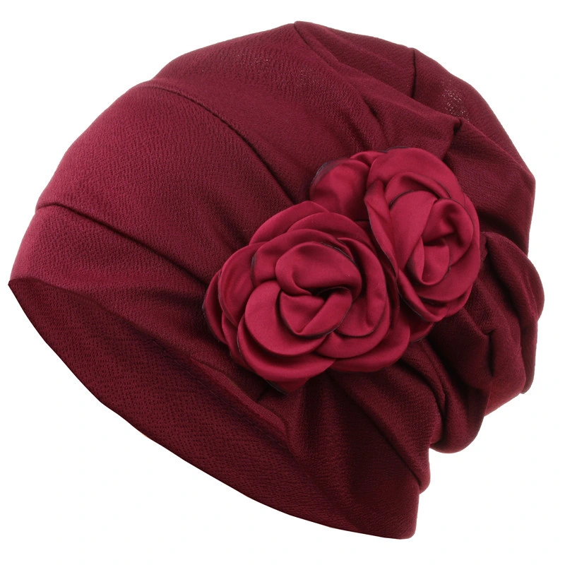 Wholesale Headwear Turbans Beanies Flowers Solid Color Hats Headwrap