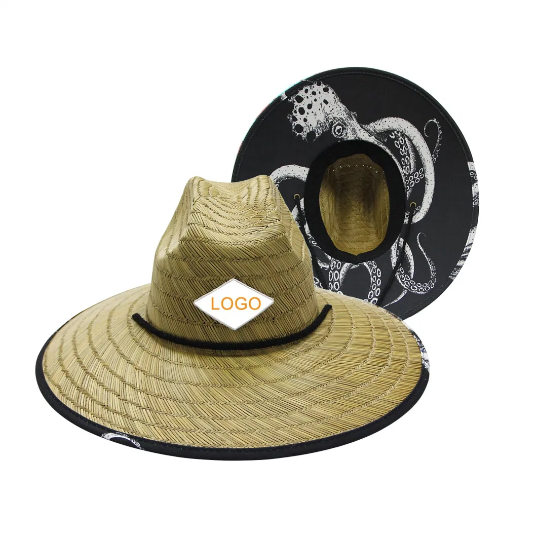 Hot Selling Custom Australia Beach Lifeguard Men Natural Grass Straw Hat