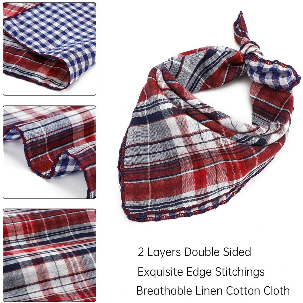 Wholesale Eco-Friendly Custom Cotton Elegant Plaid Printed Pet Dog Bandana