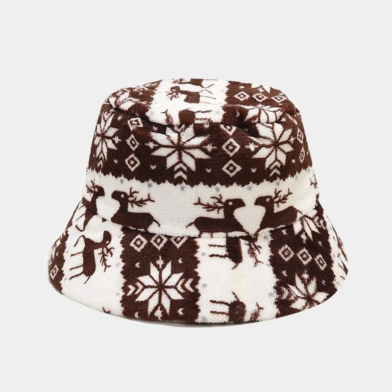 Bulk Customized Adult Christmas Deer Trees Printing Towel Terry Cloth Bucket Hat